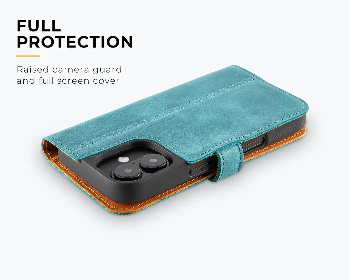 Snakehive Vintage Wallet Apple iPhone 16 - Vintage Leather Wallet Phone Case Vintage Leather Wallet Case for Apple iPhone 16