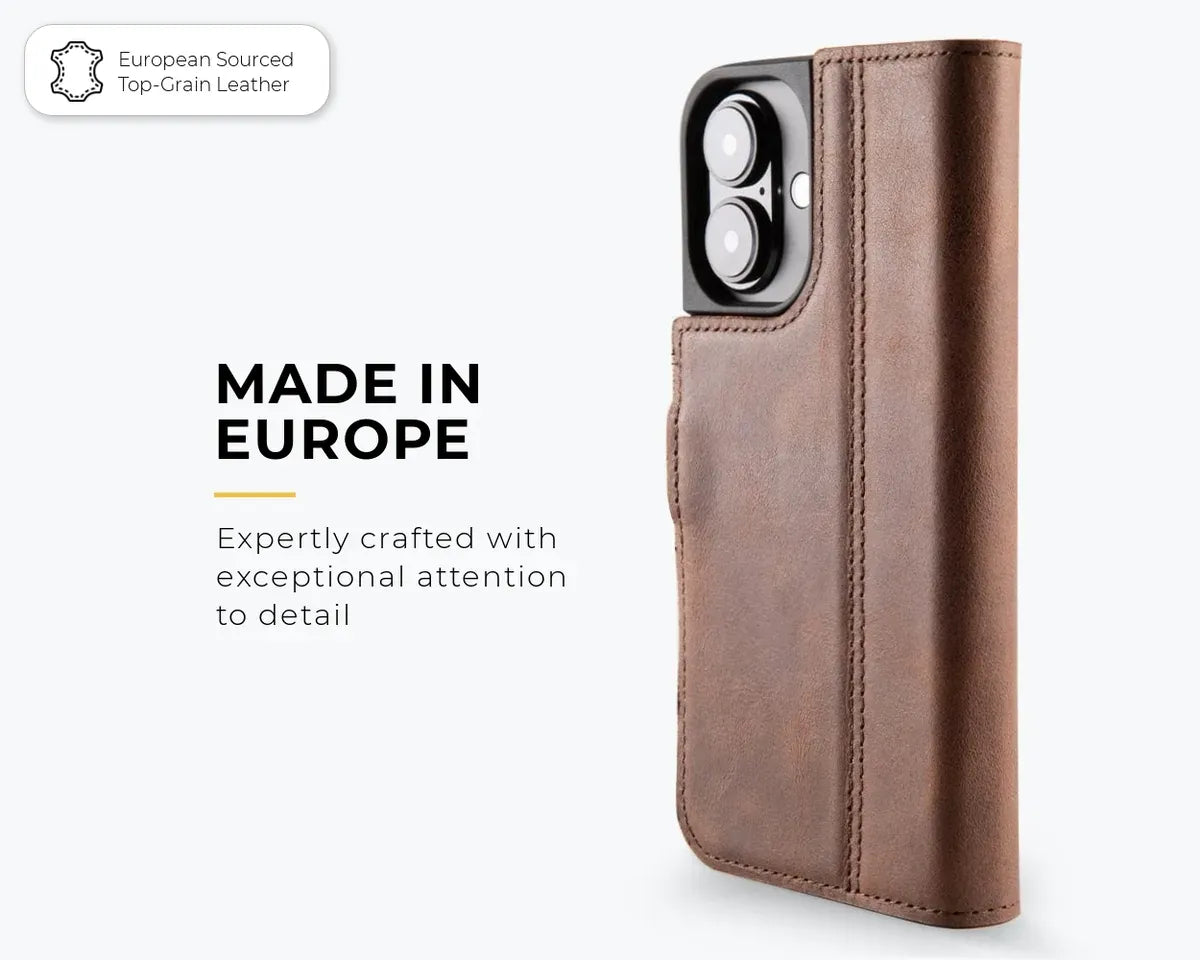 Snakehive Vintage Wallet Apple iPhone 16 - Vintage Leather Wallet Phone Case Vintage Leather Wallet Case for Apple iPhone 16