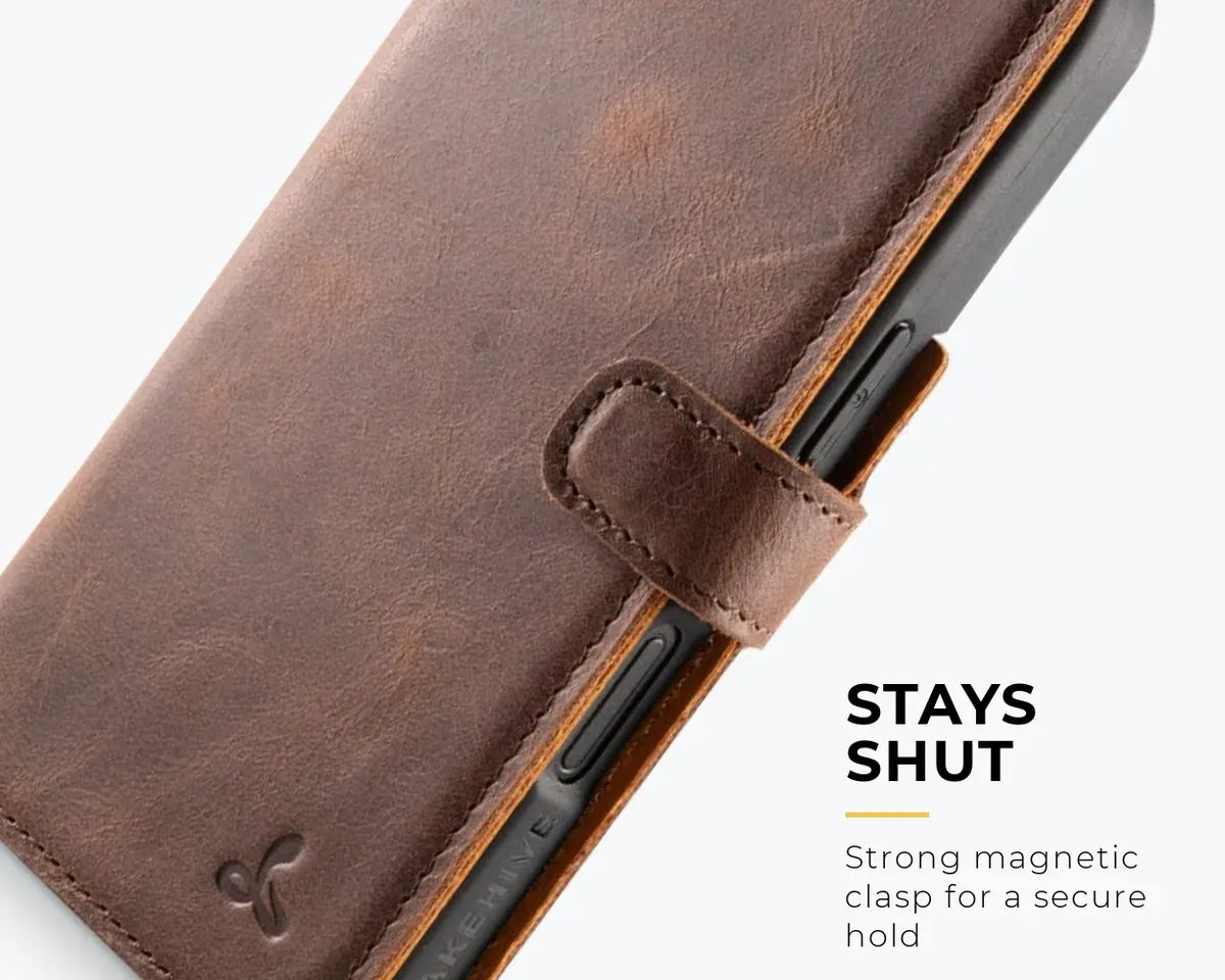 Snakehive Vintage Wallet Apple iPhone 16 - Vintage Leather Wallet Phone Case Vintage Leather Wallet Case for Apple iPhone 16