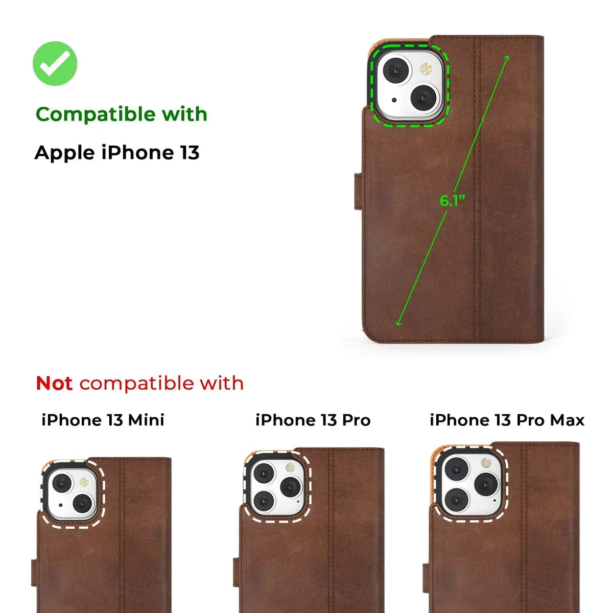 Snakehive UK Vintage Wallet Apple iPhone 13 - Vintage Leather Wallet Phone Case Vintage Leather Wallet Case for Apple iPhone 3