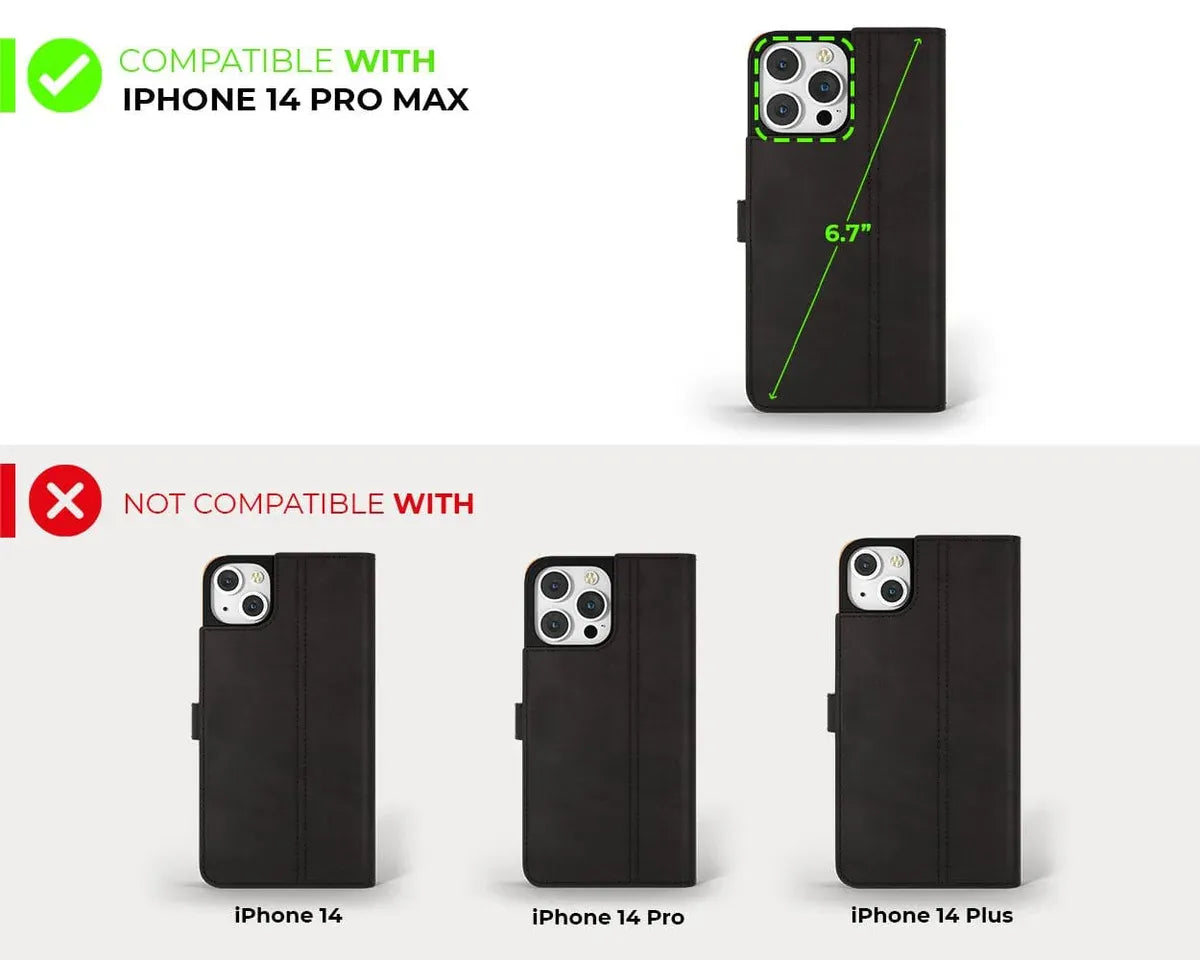 Snakehive UK Vintage Wallet Apple iPhone 14 Pro Max - Vintage Leather Wallet Phone Case Vintage Leather Wallet Case for Apple iPhone 14 Pro Max