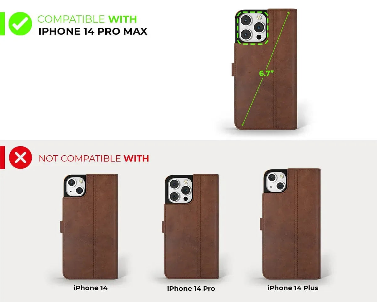 Snakehive UK Vintage Wallet Apple iPhone 14 Pro Max - Vintage Leather Wallet Phone Case Vintage Leather Wallet Case for Apple iPhone 14 Pro Max
