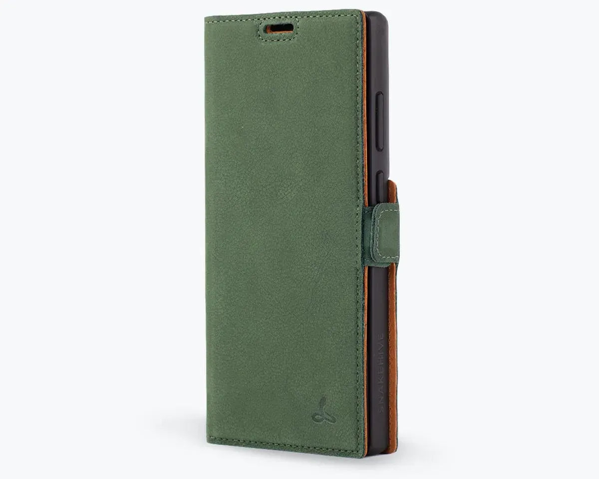 Snakehive UK Vintage Wallet Samsung Galaxy S23 Ultra - Vintage Leather Wallet Phone Case (Side Clasp) Vintage Leather Wallet Case (Clasp) for Galaxy S23 Ultra