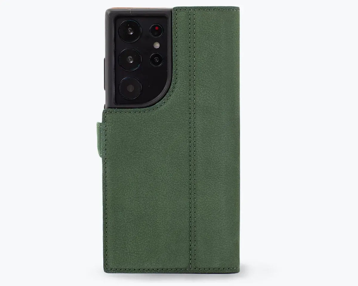 Snakehive UK Vintage Wallet Samsung Galaxy S23 Ultra - Vintage Leather Wallet Phone Case (Side Clasp) Vintage Leather Wallet Case (Clasp) for Galaxy S23 Ultra