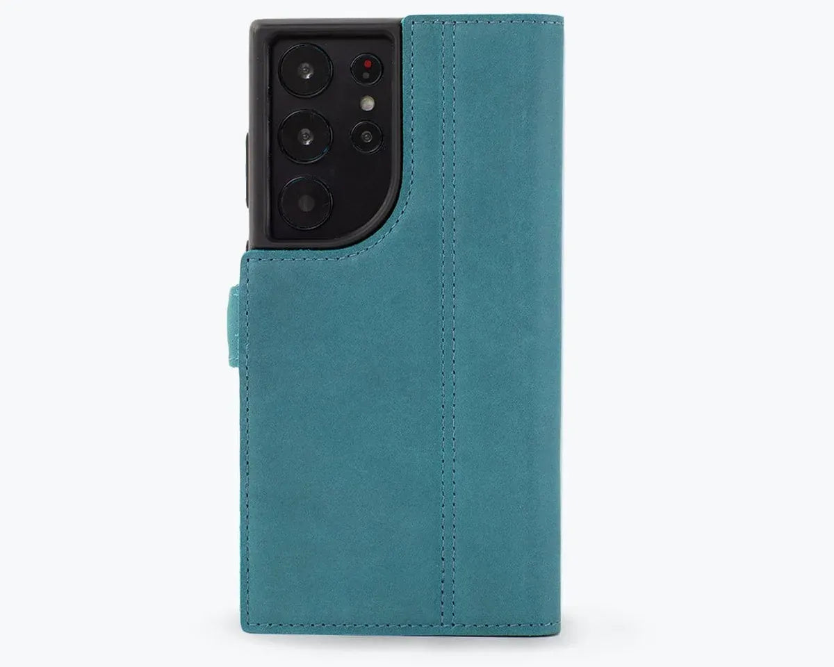 Snakehive UK Vintage Wallet Samsung Galaxy S23 Ultra - Vintage Leather Wallet Phone Case (Side Clasp) Vintage Leather Wallet Case (Clasp) for Galaxy S23 Ultra