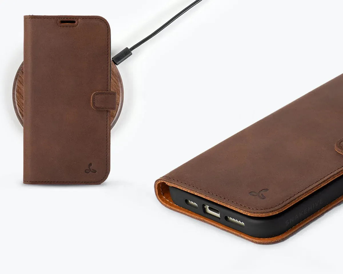 Snakehive Vintage Wallet Apple iPhone 15 Plus - Vintage Leather Wallet Phone Case  iPhone 15 Plus | Leather Wallet Case | Snakehive