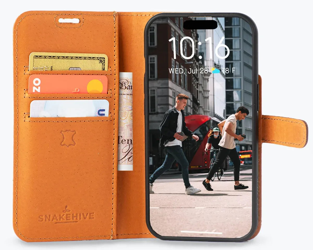 Snakehive Vintage Wallet Apple iPhone 15 - Vintage Leather Wallet Phone Case  iPhone 15 | Leather Wallet Case | Snakehive