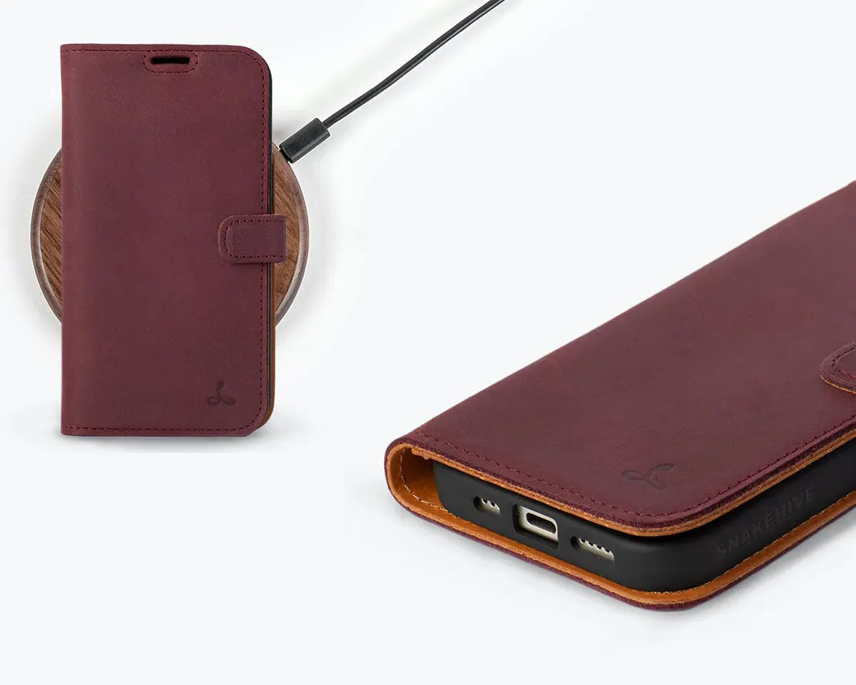 Snakehive Vintage Wallet Apple iPhone 15 - Vintage Leather Wallet Phone Case  iPhone 15 | Leather Wallet Case | Snakehive