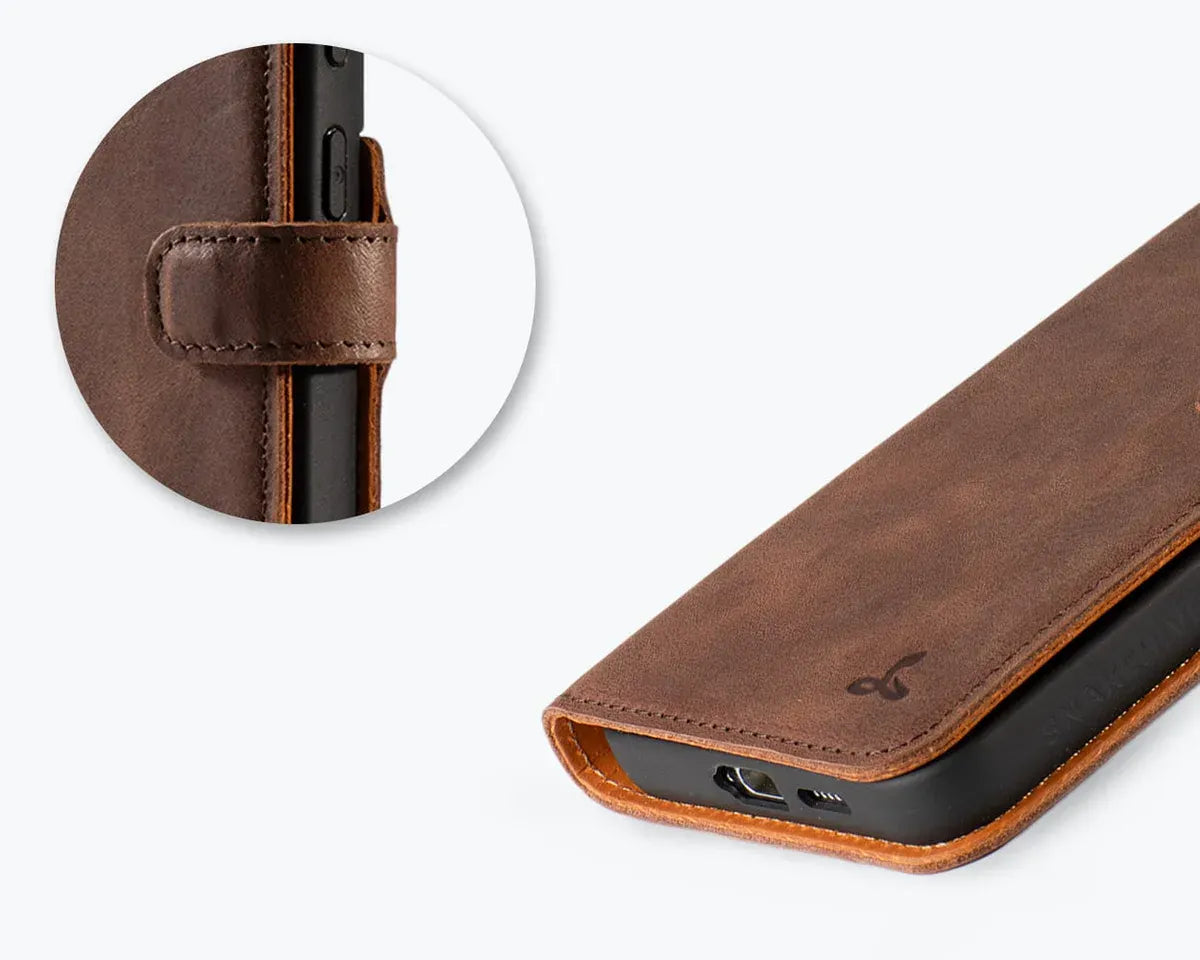 Snakehive Vintage Wallet Samsung Galaxy S24 - Vintage Leather Wallet Phone Case Samsung Galaxy S24 | Leather Wallet Case | Snakehive