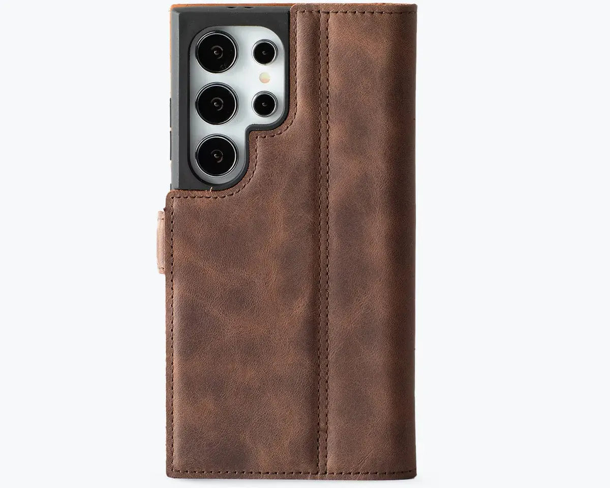 Snakehive Vintage Wallet Samsung Galaxy S24 Ultra - Vintage Leather Wallet Phone Case (Side Clasp) Vintage Leather Wallet Case (Clasp) for Samsung Galaxy S24 Ultra