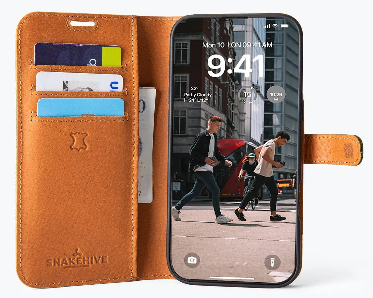 Snakehive Vintage Wallet Apple iPhone 16 - Vintage Leather Wallet Phone Case Vintage Leather Wallet Case for Apple iPhone 16