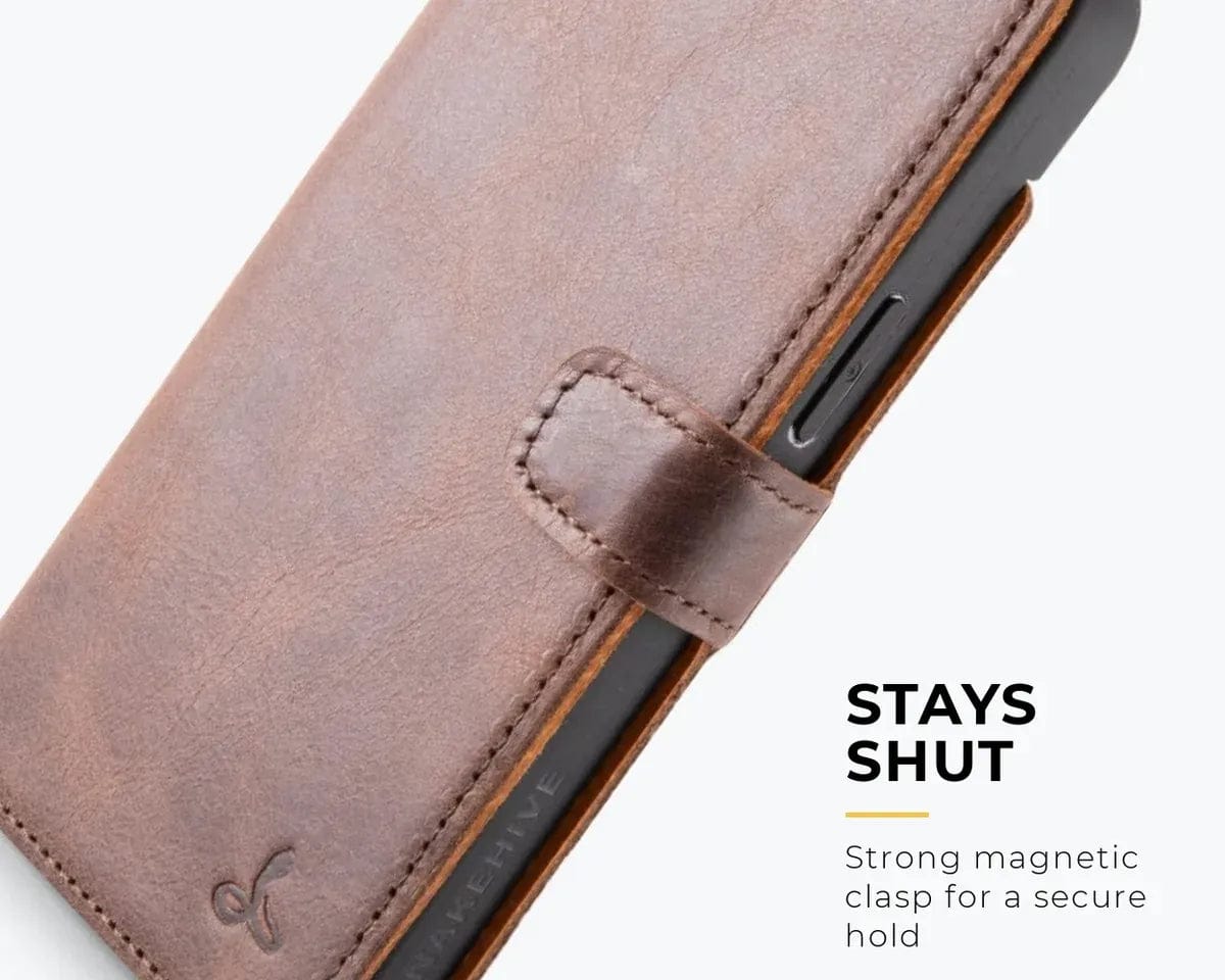 Snakehive Vintage Wallet Apple iPhone 17e / 16e - Vintage Leather Wallet Phone Case Vintage Leather Wallet Case for Apple iPhone 17e / 16e