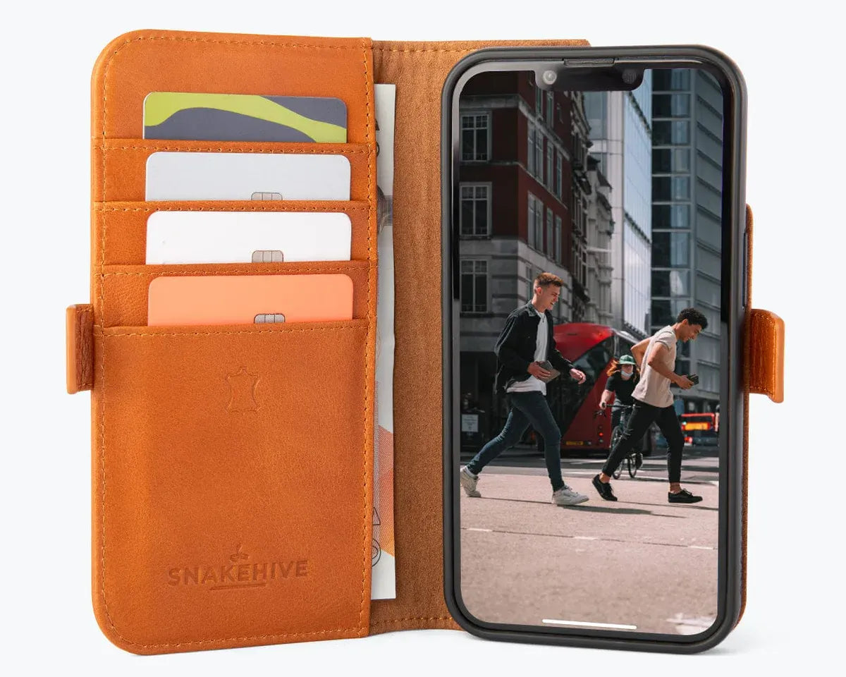 Snakehive UK Metro Wallet Apple iPhone 14 - Metro Leather Wallet Phone Case Metro Leather Wallet Phone Case for Apple iPhone 14