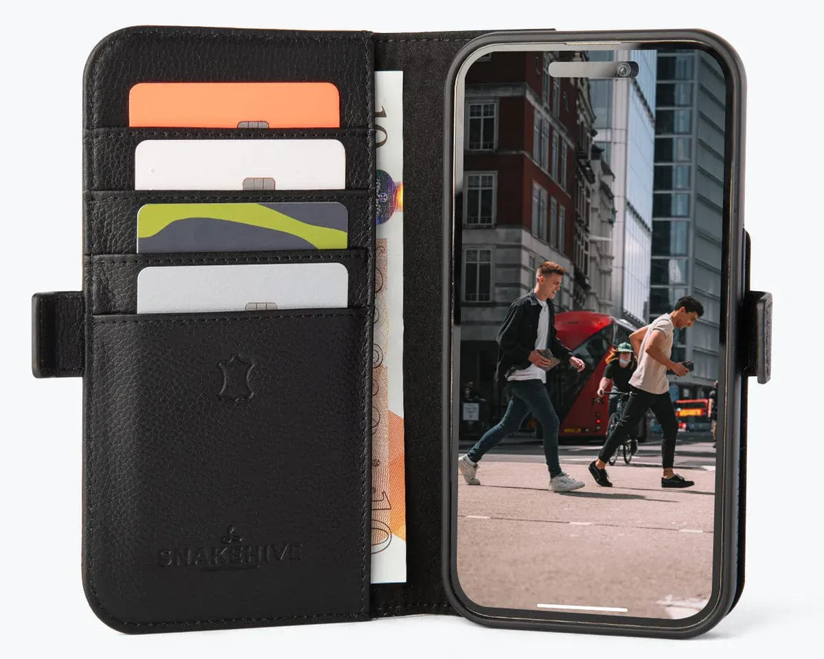 Snakehive UK Metro Wallet Apple iPhone 14 Pro - Metro Leather Wallet Phone Case Metro Leather Wallet Phone Case for Apple iPhone 14 Pro