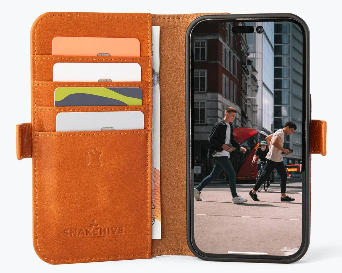 Snakehive UK Metro Wallet Apple iPhone 14 Pro - Metro Leather Wallet Phone Case Metro Leather Wallet Phone Case for Apple iPhone 14 Pro