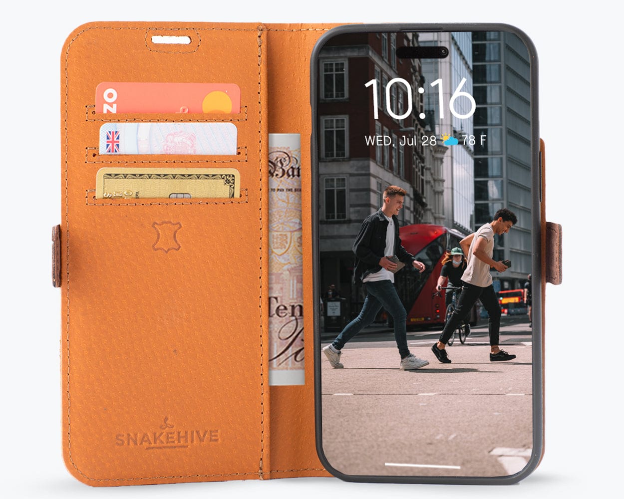 Apple Iphone 15 Plus Vintage Leather Wallet Slim Clasp - Snakehive UK