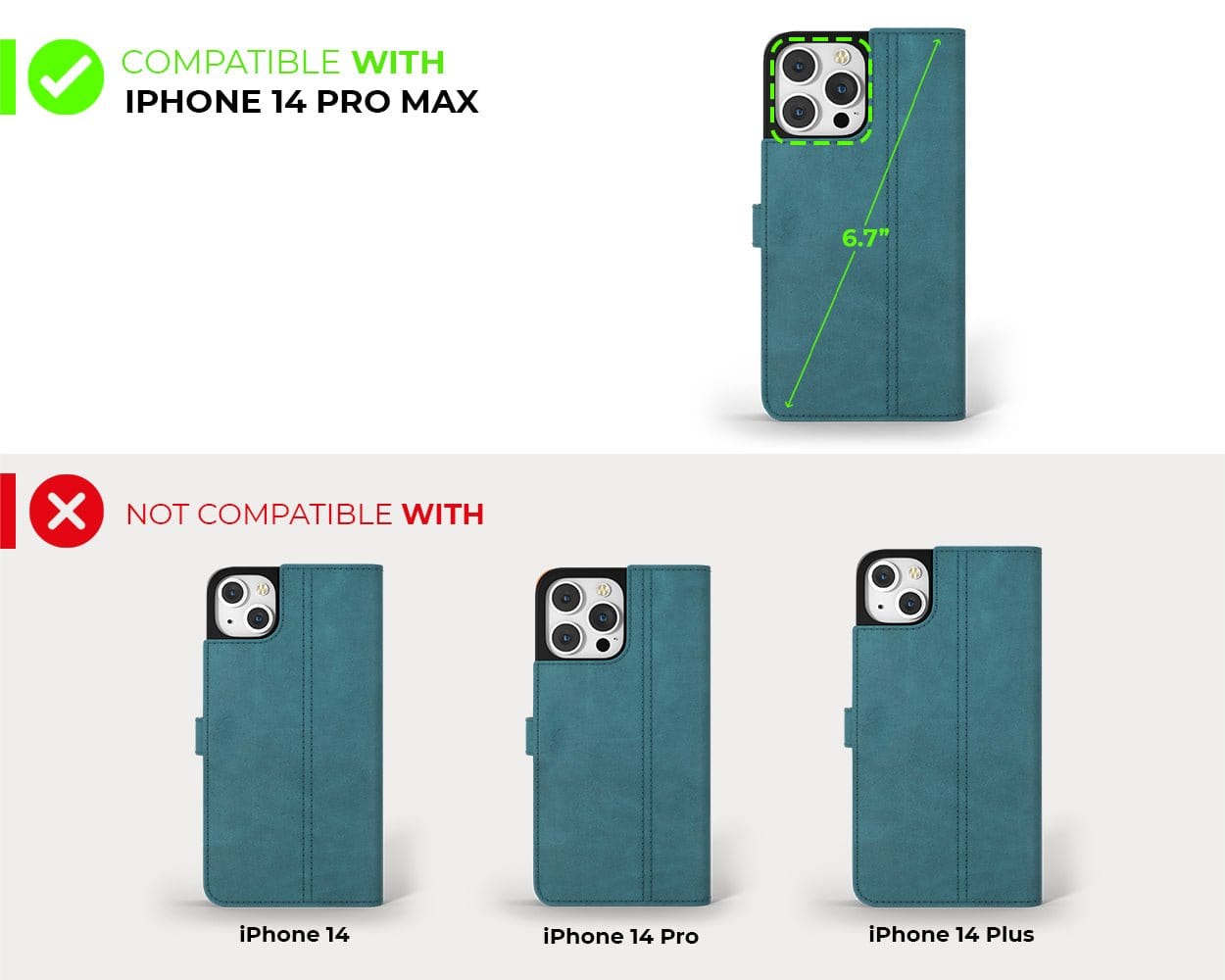 Apple iPhone 14 Pro Max - Vintage Leather Wallet (Side Clasp) Teal Apple iPhone 14 Pro Max - Snakehive UK