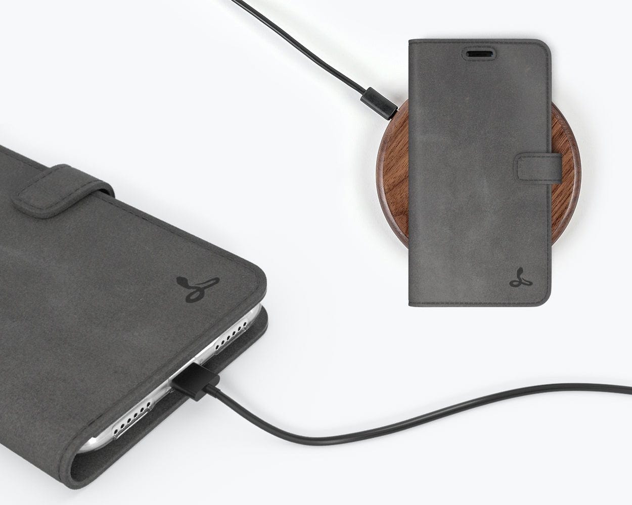 Vintage Leather Wallet - Apple iPhone XR Grey - Snakehive UK