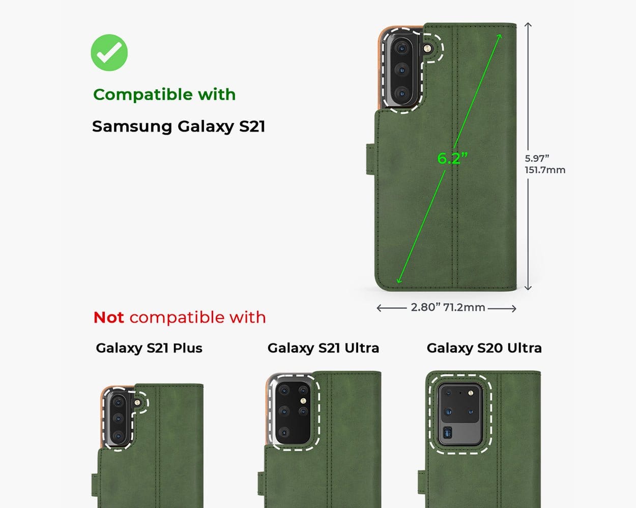 Samsung Galaxy S21 - Vintage Leather Wallet Grey Samsung Galaxy S21 - Snakehive UK