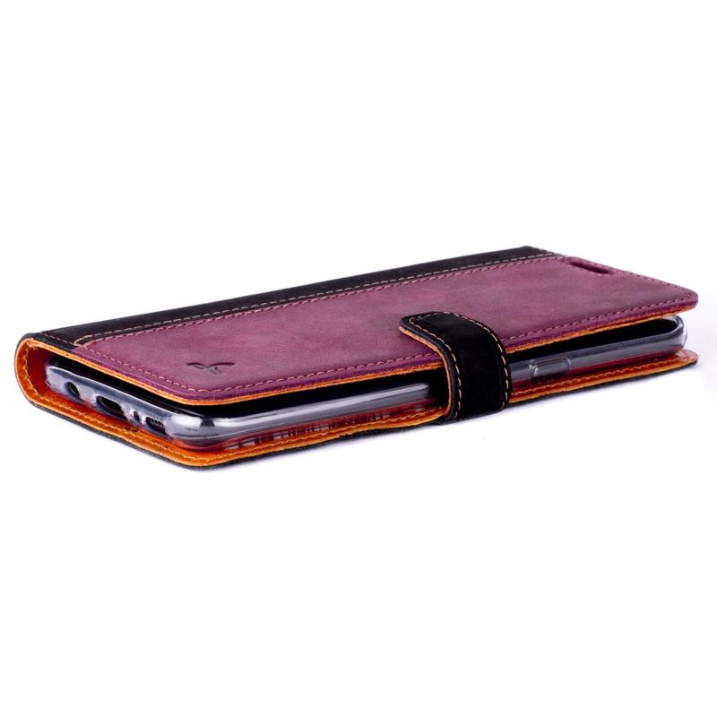 Vintage Two Tone Leather Wallet - Samsung Galaxy S8 Plus TT Black/Plum Samsung Galaxy S8 Plus - Snakehive UK